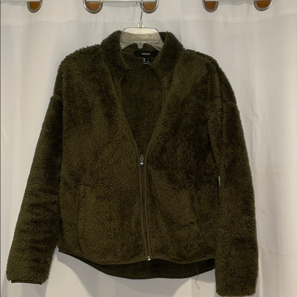 Dark green fuzzy jacket
